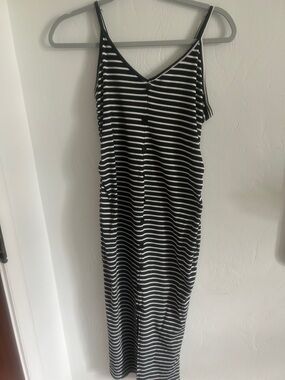 Striped Black and White Sleeveless Maxi Dress Maternity
